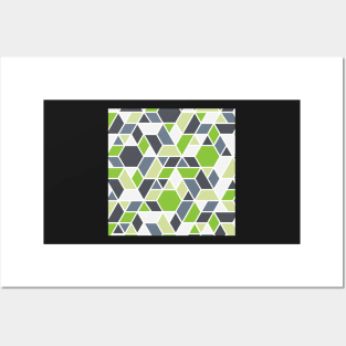 Abstract Geo - Green & Grey Posters and Art